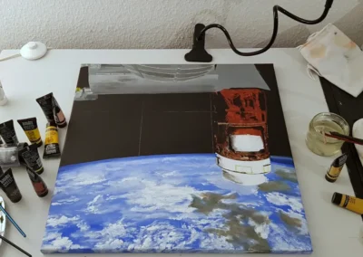 A Föld az ISS-ről, Bob Behnken fotója alapján, 50x50 cm feszített vászon, akril
