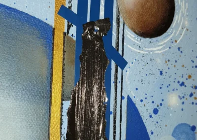 Technoparazita festmény - 50x70 cm vakrámára feszített vászon, akril, vegyes technika