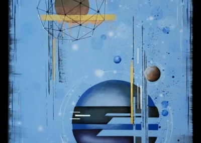 Technoparazita festmény - 50x70 cm vakrámára feszített vászon, akril, vegyes technika