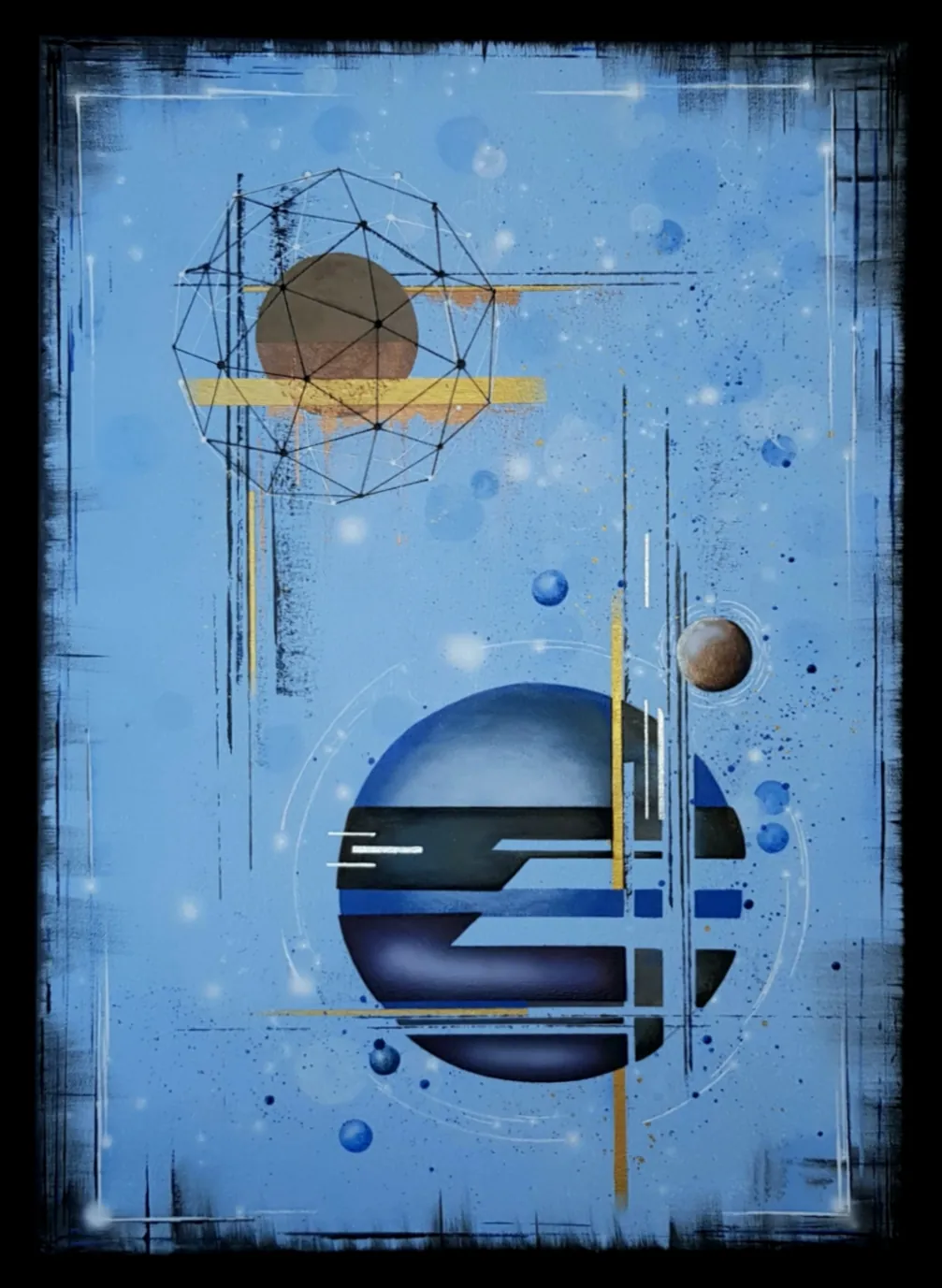 Technoparazita festmény - 50x70 cm vakrámára feszített vászon, akril, vegyes technika