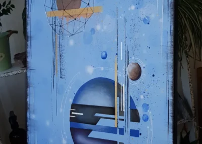 Technoparazita festmény - 50x70 cm vakrámára feszített vászon, akril, vegyes technika